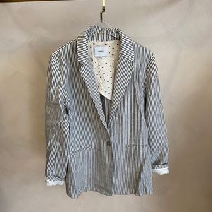 Suncoo Linen Cotton Blend Pinstripe Blazer